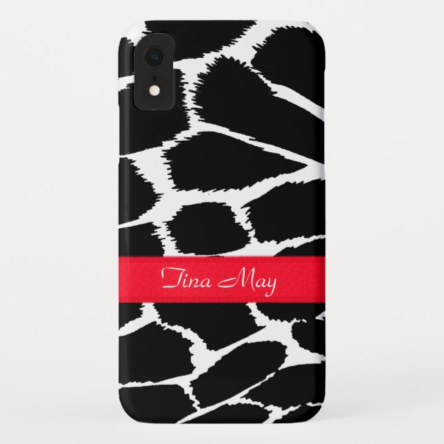 Zebra animal print black white red Case-Mate iPhone case (Back)
