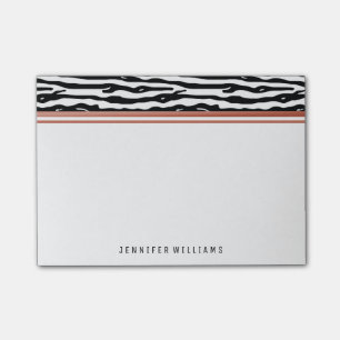 Zebra Animal Print Black White Rose Gold Name Post-it Notes