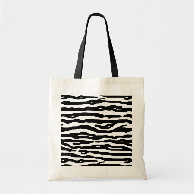 Zebra Animal Print Black White Stripes Pattern Tote Bag (Front)