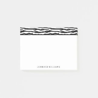 Zebra Animal Print Pattern Black White Custom Name Post-it Notes