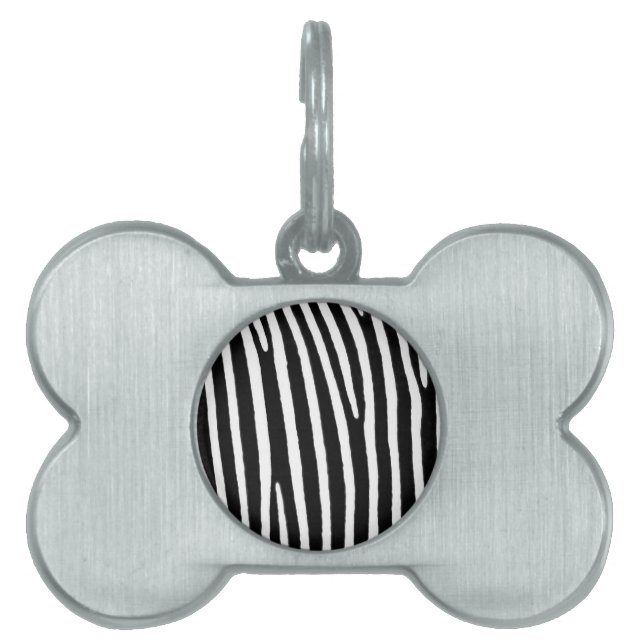 Zebra animal print pet ID tag (Front)