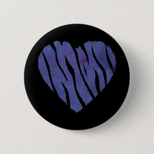 Zebra Animal Print Purple Heart 6 Cm Round Badge