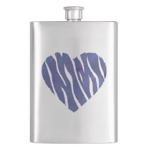 Zebra Animal Print Purple Heart Hip Flask