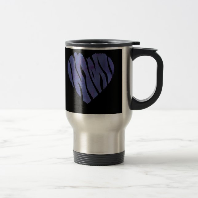 Zebra Animal Print Purple Heart Travel Mug (Right)