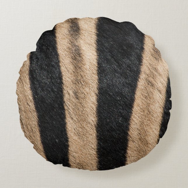 ZEBRA ANIMAL PRINT STRIPE ROUND CUSHION (Front)