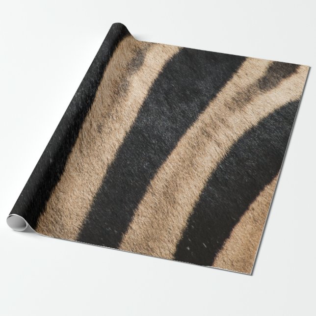 ZEBRA ANIMAL PRINT STRIPE WRAPPING PAPER (Unrolled)