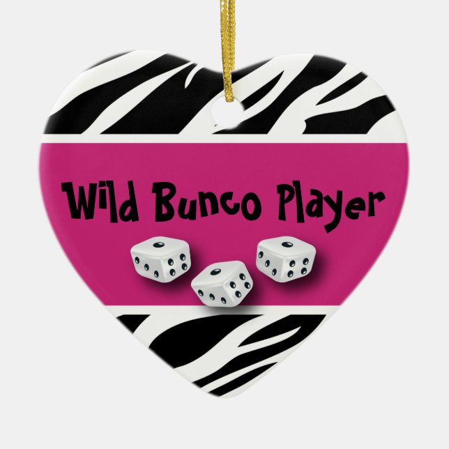 Zebra Animal Print WIld Bunco Player Ceramic Tree Decoration (Front)