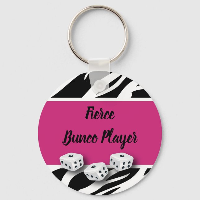 Zebra Animal Print WIld Bunco Player Key Ring (Front)