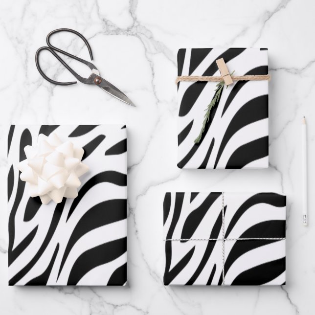 Zebra Animal Print Wrapping Paper Flat Sheet (Front)