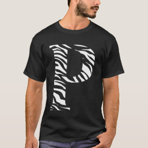 Zebra Animal Skin Pattern Initials Letter P Name M T-Shirt
