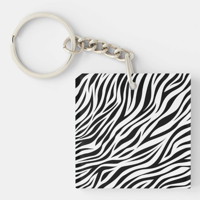Zebra Animal Skin Print Pattern-15391 Key Ring (Front)