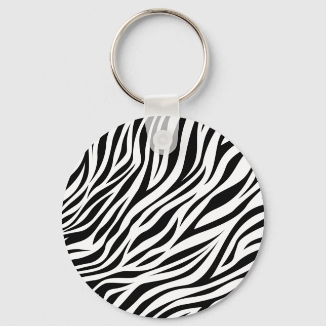 Zebra Animal Skin Print Pattern-15391 Key Ring (Front)