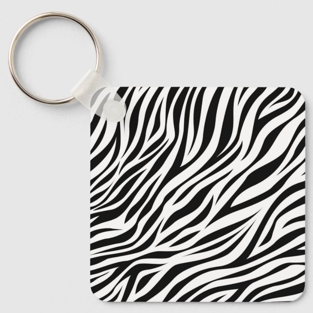 Zebra Animal Skin Print Pattern-15391 Key Ring (Front)