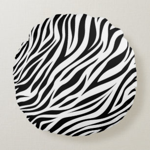 Zebra Animal Skin Print Pattern-15391 Round Cushion
