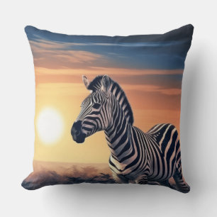 Zebra Animal Wildlife Wilderness Colourful Wall Ar Cushion