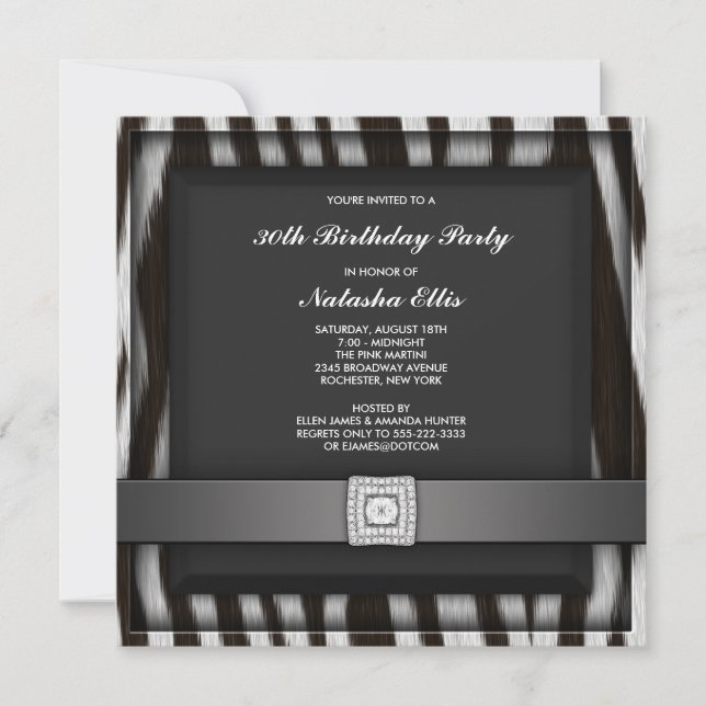 Zebra Any Number Party Invitation Template (Front)