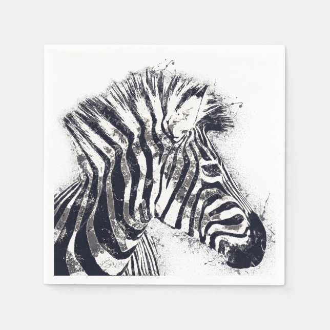 Zebra Art Napkin – Safari Party Decor (Front)