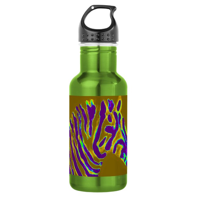 Zebra Art Purple Stripe 532 Ml Water Bottle (Front)