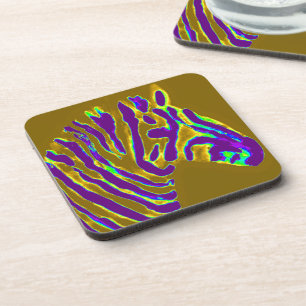 Zebra Art Purple Stripes Coaster