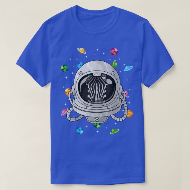 Zebra Astronaut Animal Deep In Space Cosmic Univer T-Shirt (Design Front)