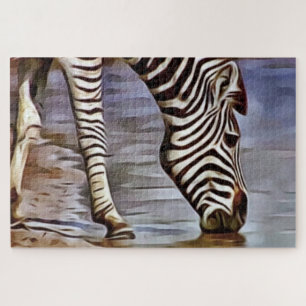 Zebra at the Watering Hole Jigsaw Puzzle