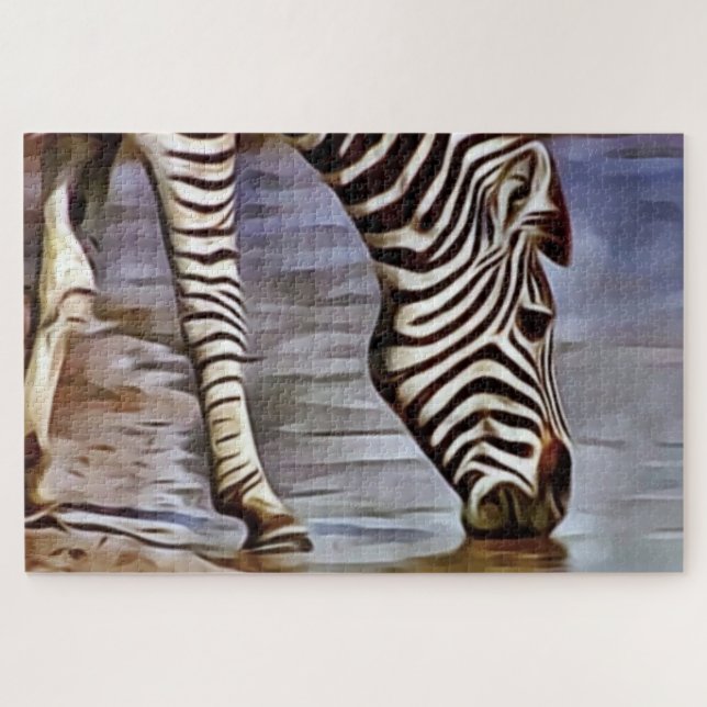 Zebra at the Watering Hole Jigsaw Puzzle (Horizontal)