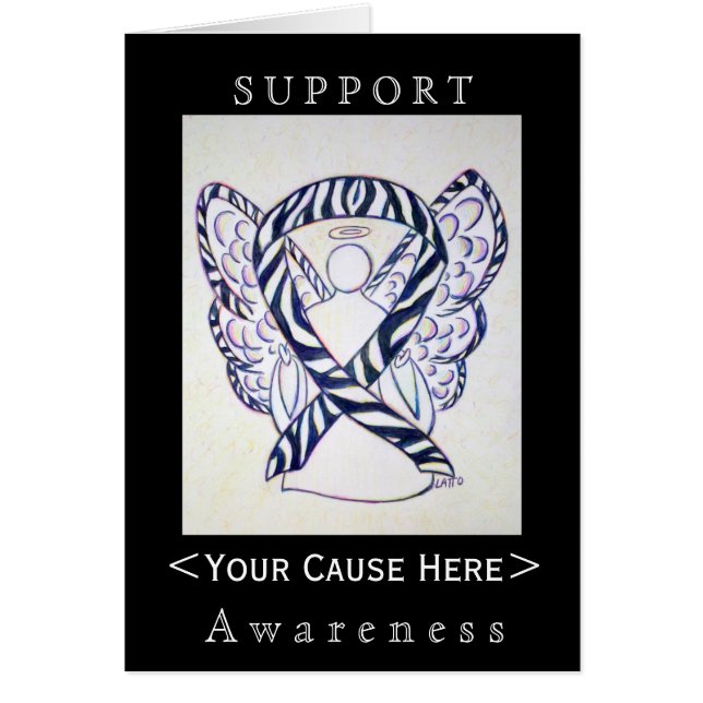 Zebra Awareness Ribbon Angel Customised Card (Front)