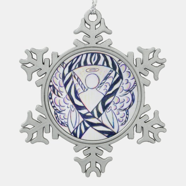 Zebra Awareness Ribbon Angel Ornament (Front)