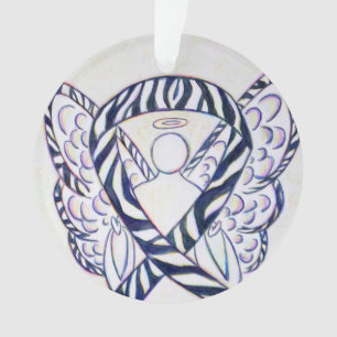 Zebra Awareness Ribbon Angel Ornaments