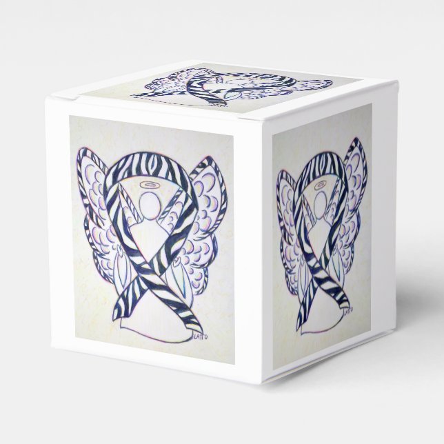 Zebra Awareness Ribbon Angel Party Favour Box (Front Side)
