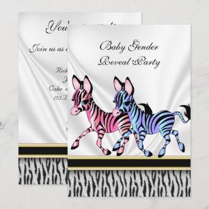 Zebra Baby Gender Reveal Party Invitation
