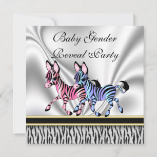 Zebra Baby Gender Reveal Party Invitation