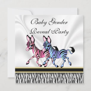 Zebra Baby Gender Reveal Party Invitation
