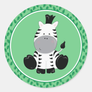 Zebra   Baby Safari Animals Round Sticker
