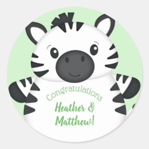 Zebra Baby Shower Classic Round Sticker