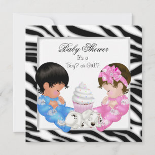 Zebra Baby Shower Gender Reveal Couples Invitation