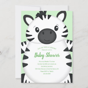 Zebra Baby Shower Green Invitation