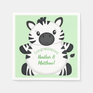 Zebra Baby Shower Green Napkin