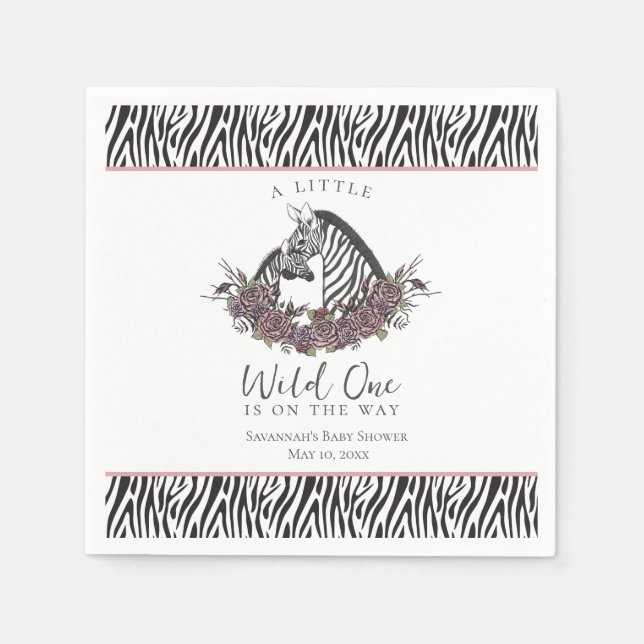 Zebra Baby Shower Little Wild One Party Napkin (Front)