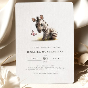 Zebra Baby Shower Pink Girl Invitation