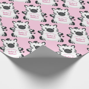 Zebra Baby Shower Pink Wrapping Paper