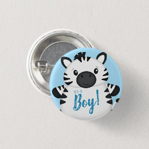 Zebra Baby Shower Safari Blue Boy 3 Cm Round Badge