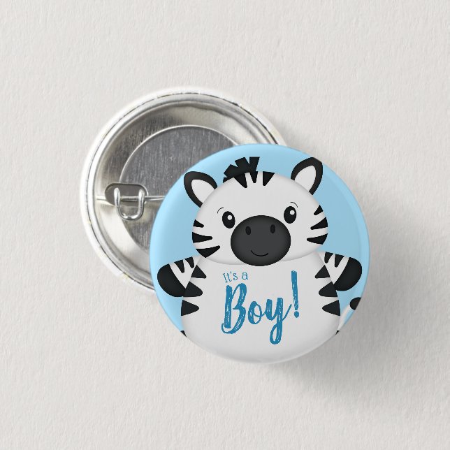 Zebra Baby Shower Safari Blue Boy 3 Cm Round Badge (Front & Back)