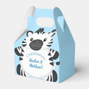 Zebra Baby Shower Safari Blue Boy Favour Box