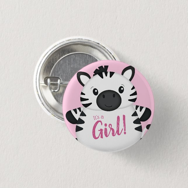 Zebra Baby Shower Safari Pink Girl 3 Cm Round Badge (Front & Back)