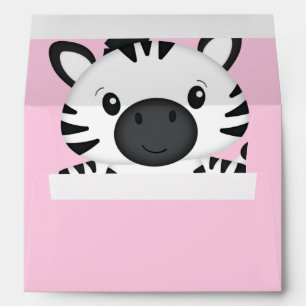 Zebra Baby Shower Safari Pink Girl Envelope