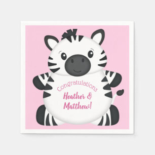 Zebra Baby Shower Safari Pink Girl Napkin