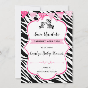 Zebra baby shower save the date