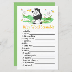 Zebra Baby word scramble game