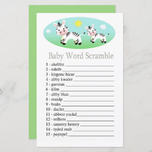 Zebra Baby word scramble game